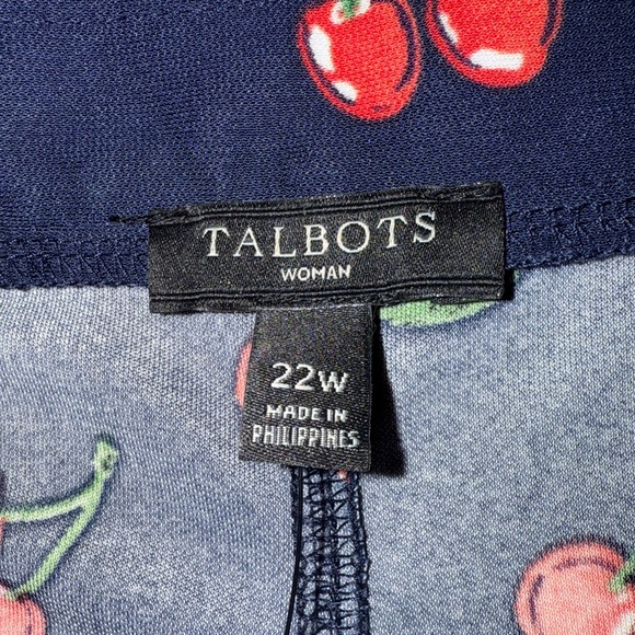 Talbots Woman 22W Cherry Print Flounce Skirt Navy Red Fruit Pattern NWT - Picture 11 of 15